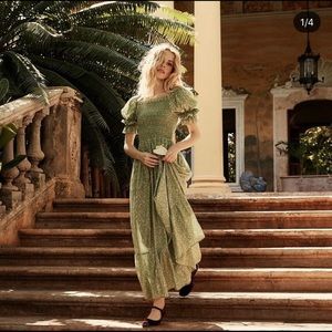 Doen Colette Dress Green Garden Bloom sz Small